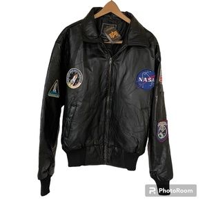 Alpha Industries leather patchwork NASA jacket XXL